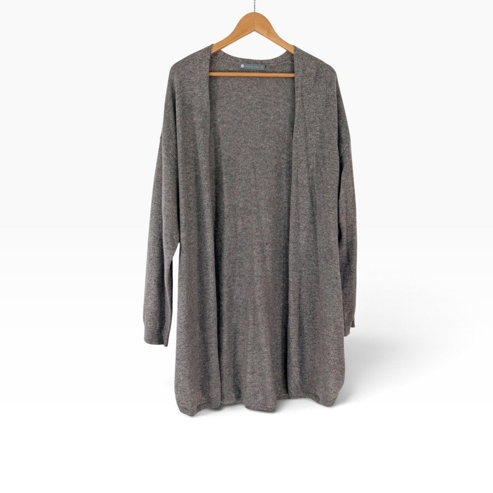 In Cashmere Womens XL Grey Neon Confetti 100% Cashmere Long Cardigan Sweater